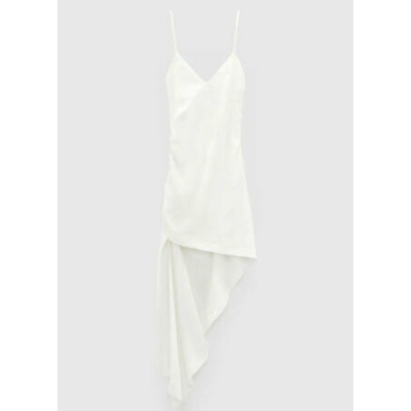 Zara Rustic Asymmetrical Dress Ivory NWT - Picture 3 of 6